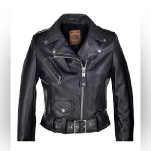 Schott NYC perfecto Black Leather Biker one star Jacket M 218W